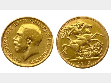 1915 GEORGE V LONDON MINT GOLD SOVEREIGN