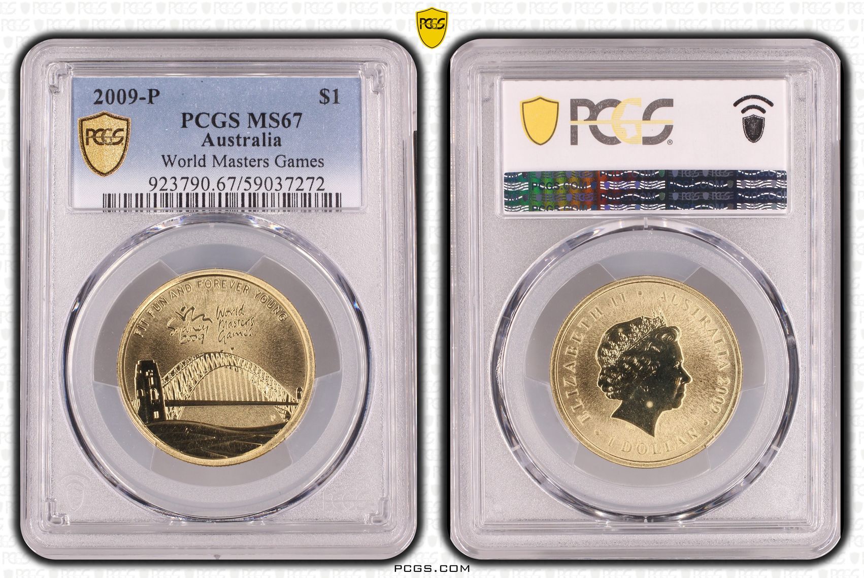 World Masters Games, One Dollar, 2009-P, PCGS MS67