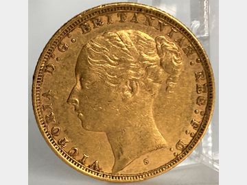 1881 VICTORIA YOUNG HEAD SYDNEY 'NO B.P' GEORGE & DRAGON GOLD SOVEREIGN SCARCE