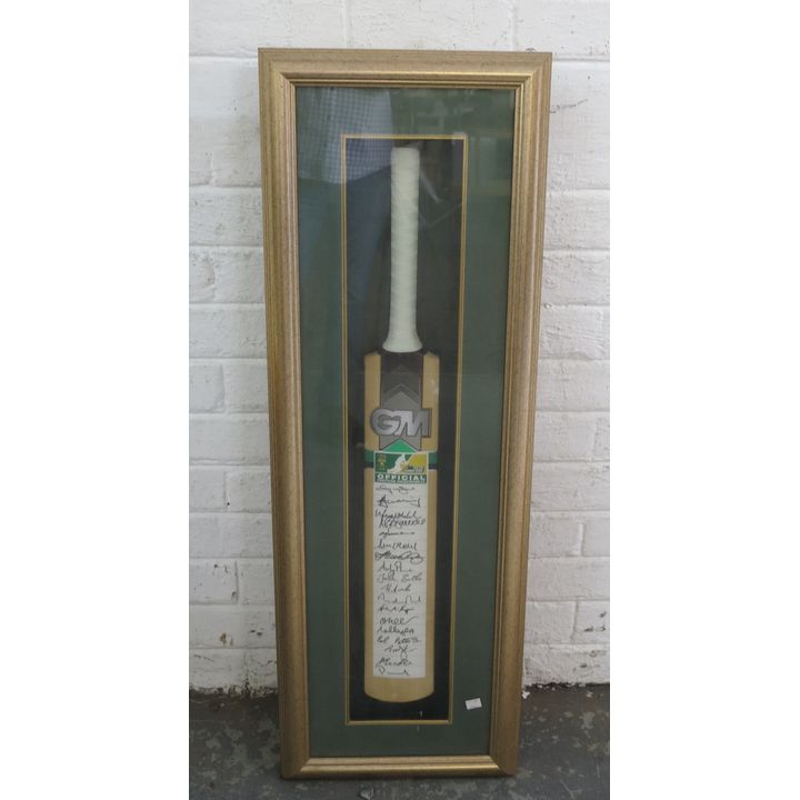 FRAMED 2008/2009 SUMMER SERIES SIGNED CRICKET BAT