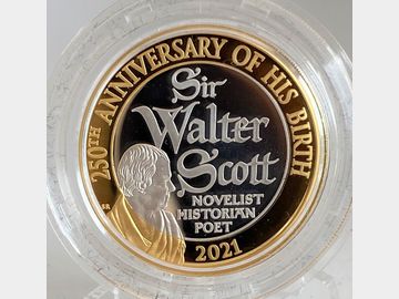 2021 ROYAL MINT 'SIR WALTER SCOTT' SILVER PROOF PIEDFORT 2 POUND COIN IN CAPSULE
