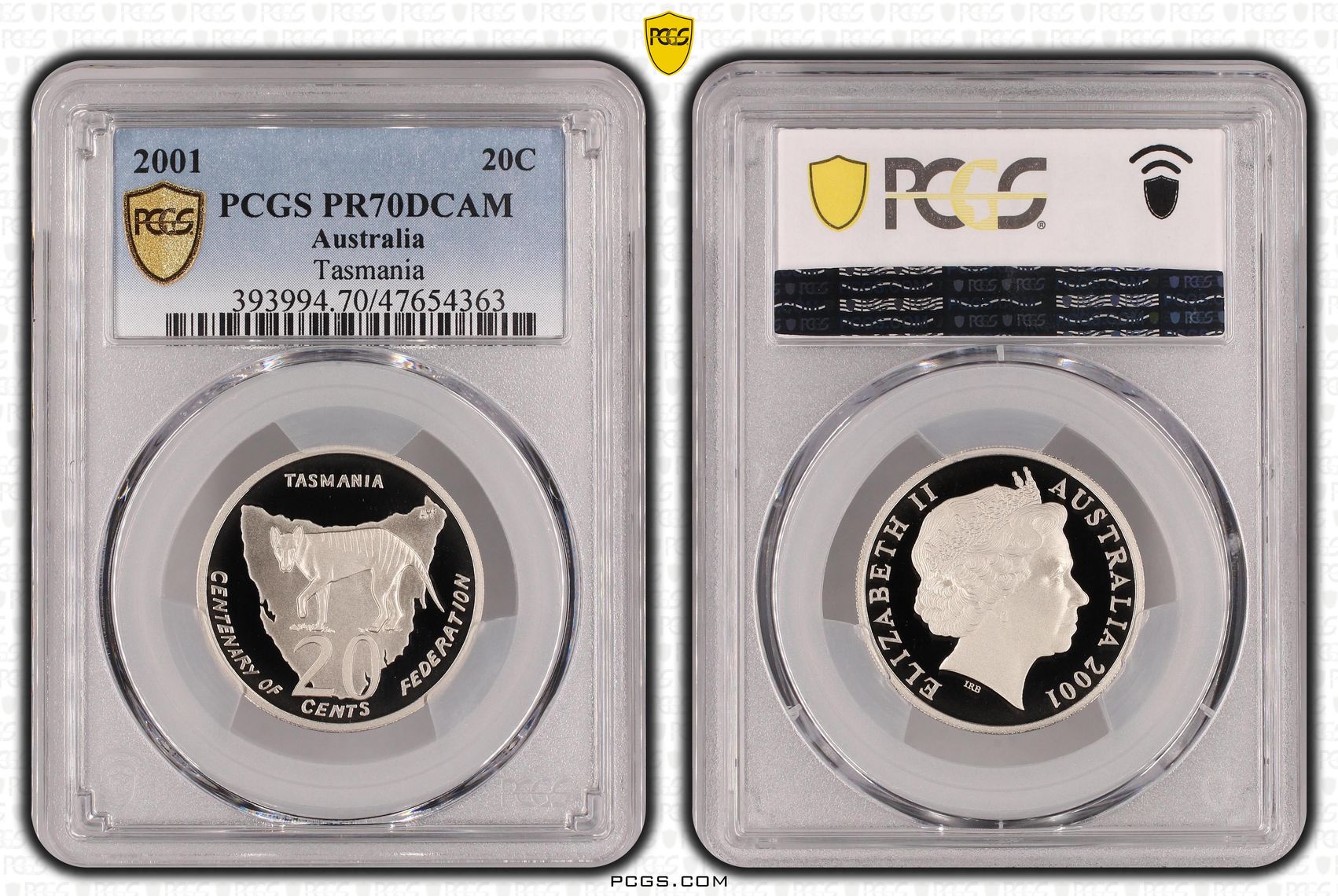 Elizabeth II, Tasmania, Twenty Cent, 2001, PCGS PR70DCAM