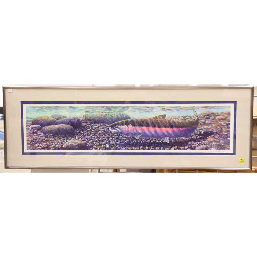 Ed Newbold ''Steelhead'' Signed Art Print Framed 12''x36'' (TH)