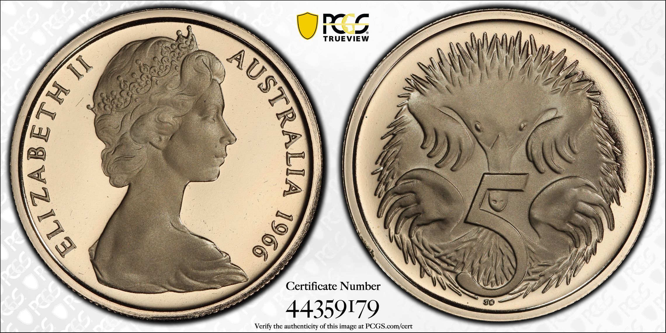 1966 Australia Five Cent, 5c PCGS - PR69DCAM -179