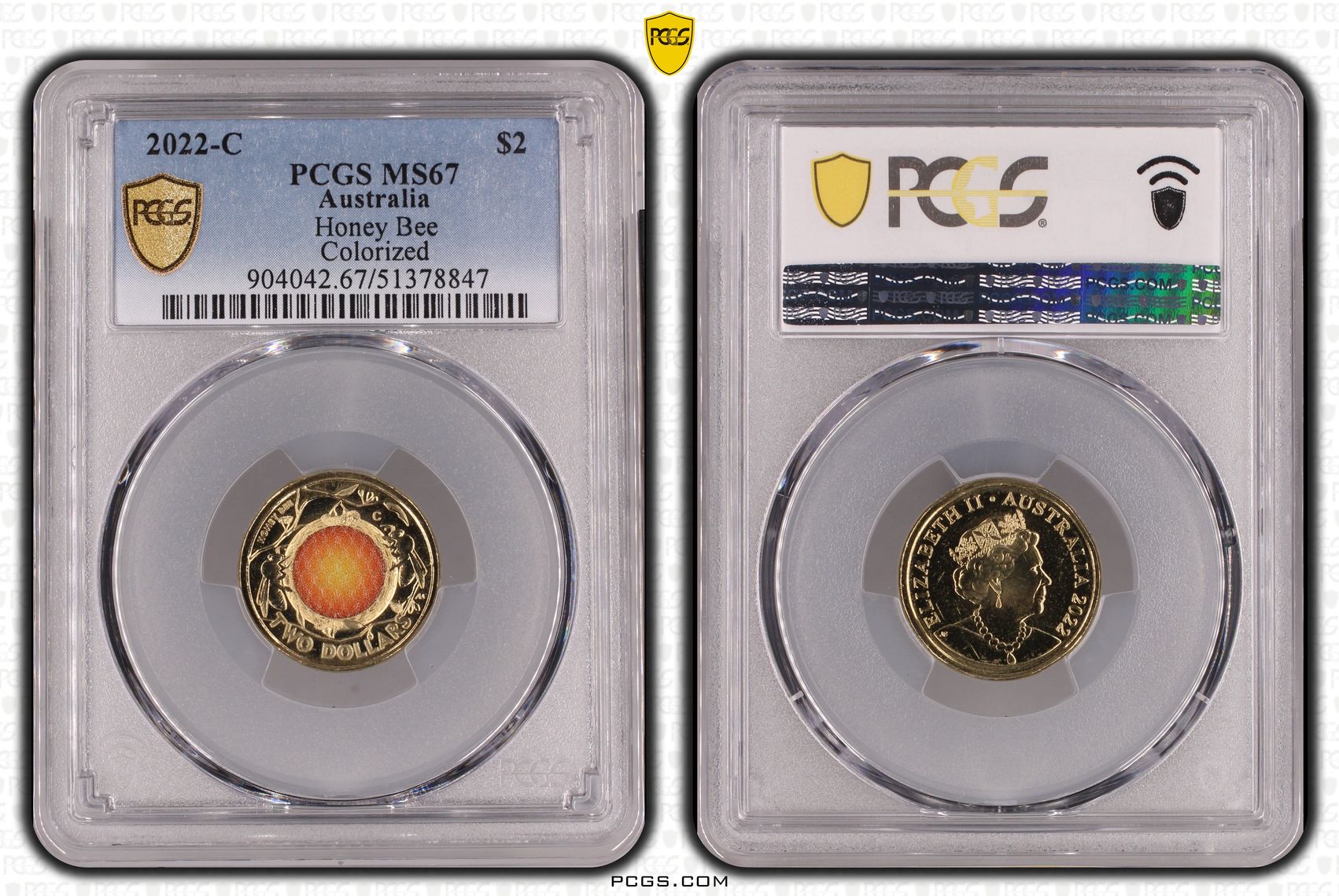 Honey Bee Colorized, Two Dollar, 2022-C, PCGS MS67