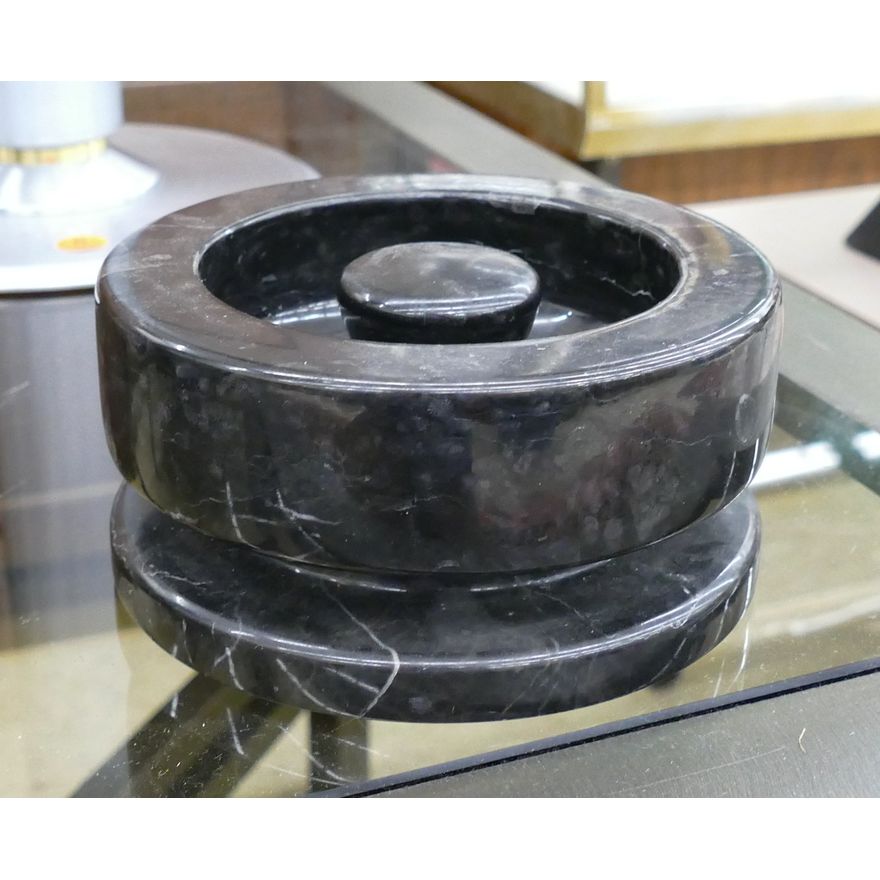Angelo Mangiarotti for Knoll Black Marble Ashtray 6''