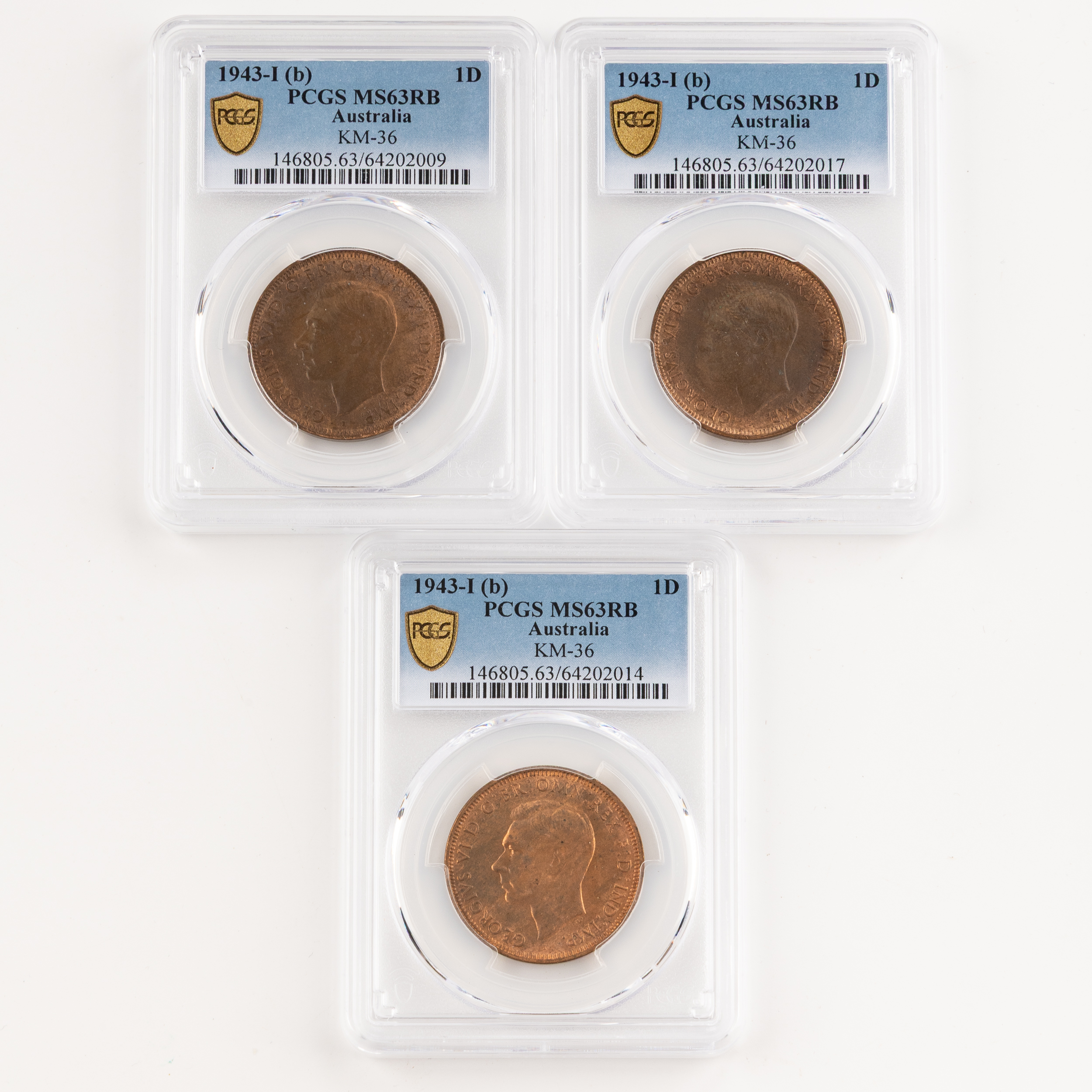 George VI, Bombay Mint, Penny, 1943, PCGS MS63RB