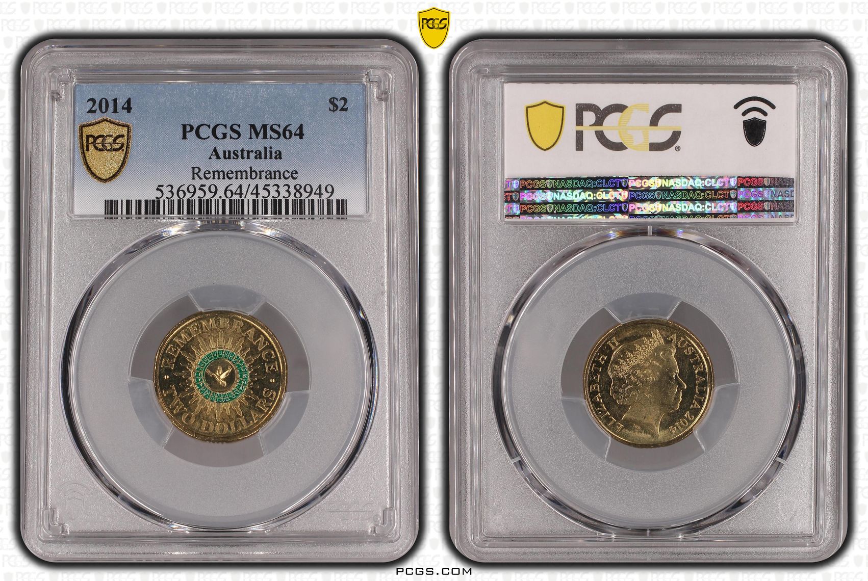 2014 Australia Two Dollar, $2 Remembrance PCGS - MS64 -949