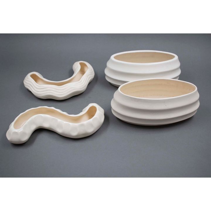 Crown Lynn Potteries - Four small white trough vases