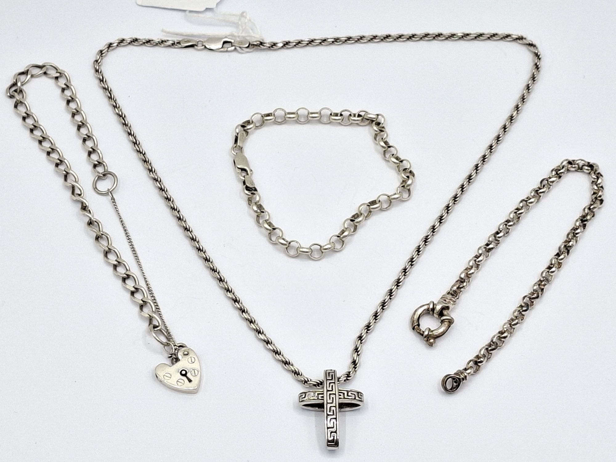Silver Bracelets And Opal Cross Pendant