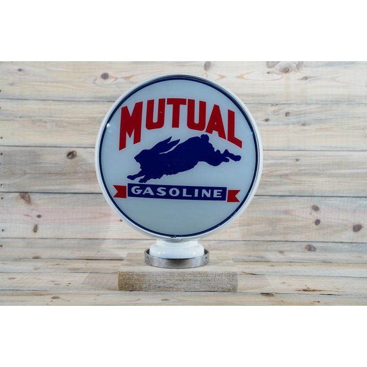Mutual Gasoline w/ Rabbit Logo Gas Pump Globe & 15" Lenses TAC 8.9