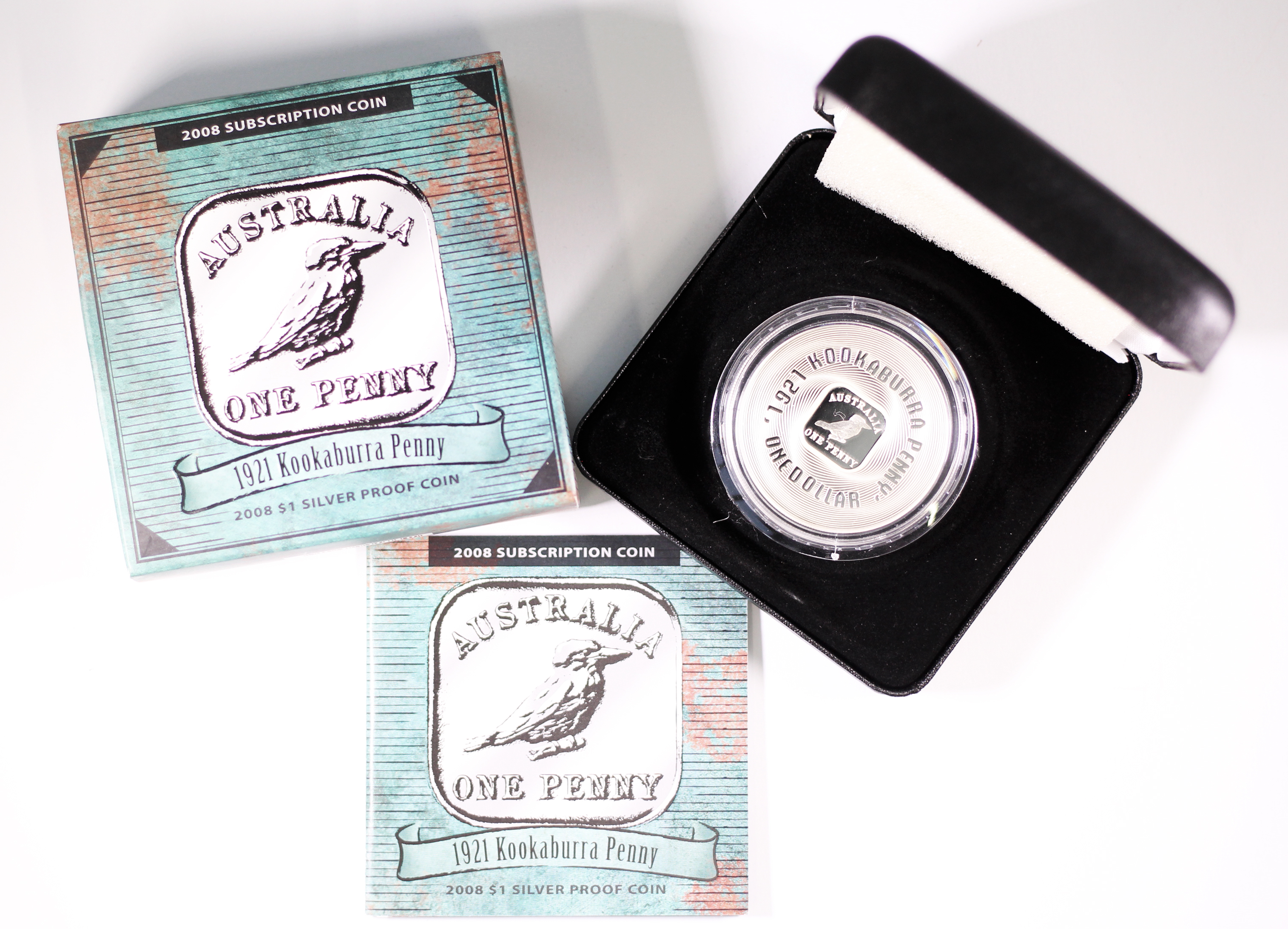 2008 Royal Australia Mint Silver Proof $1 1921 Kookaburra Penny Box & COA