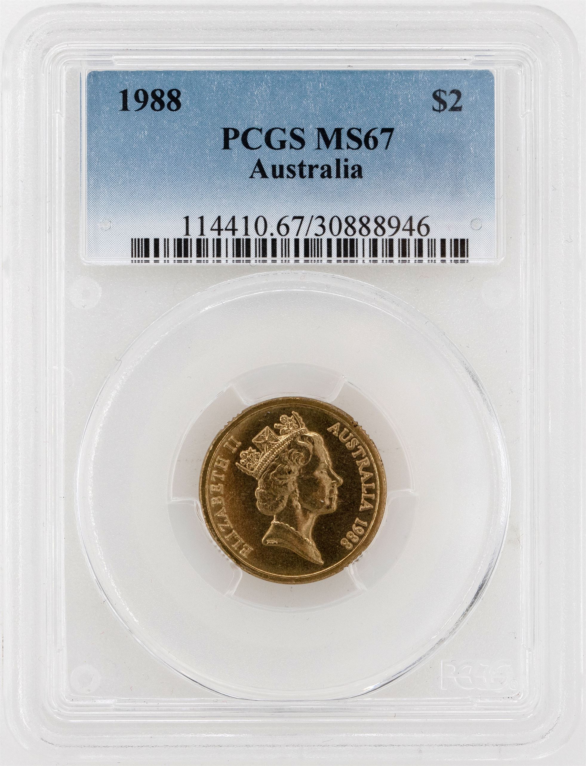 1988 Australia Two Dollar, $2 PCGS - MS67 -946
