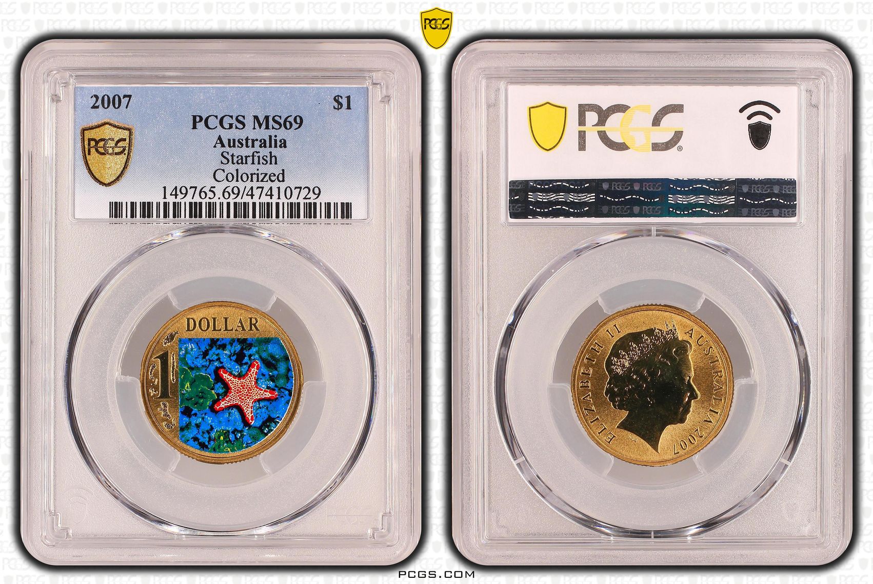 222 · Elizabeth II, Starfish, One Dollar, 2007, PCGS MS69