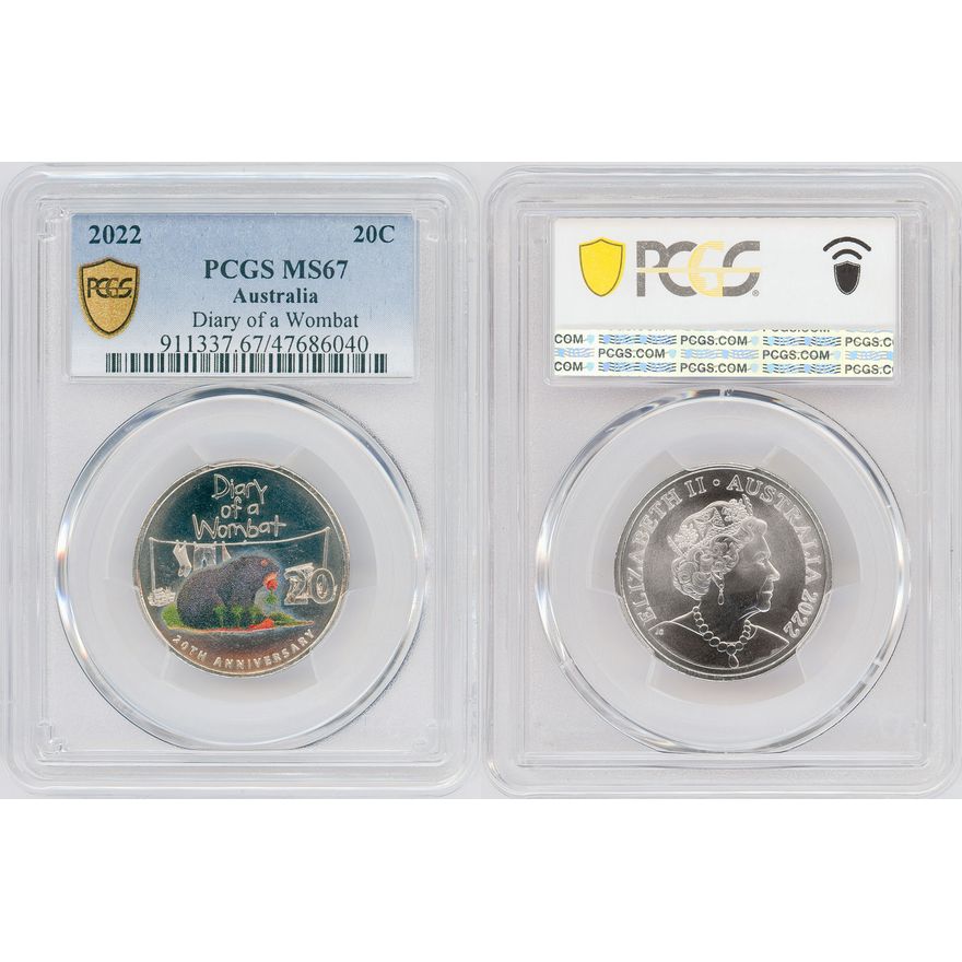 Diary of a Wombat, Twenty Cent, 2022, PCGS MS67