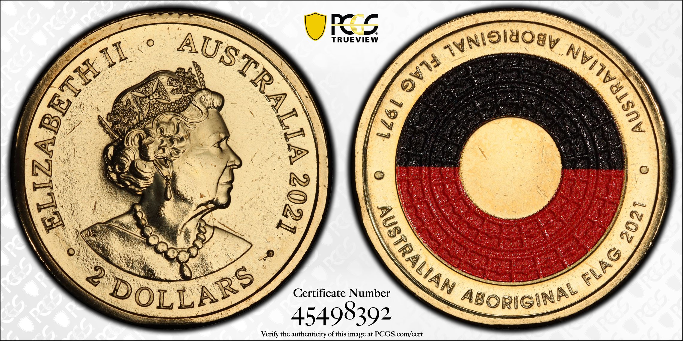 50th Ann Aboriginal Flag, Two Dollar, 2021, PCGS MS67