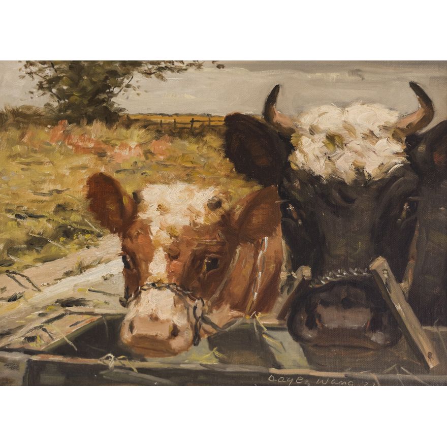 Aage Wang ''Cows'' 1922 Oil Painting