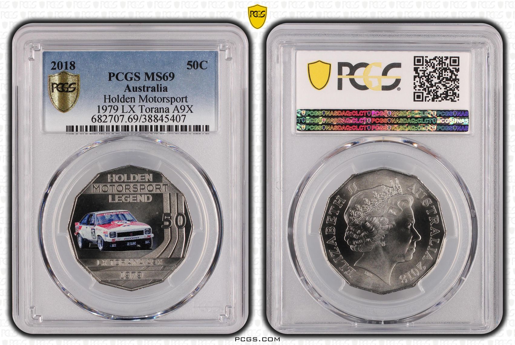 2018 Australia Fifty Cent, 50c Holden Motorsport - 1979 LX Torana A9X PCGS - MS69 -407