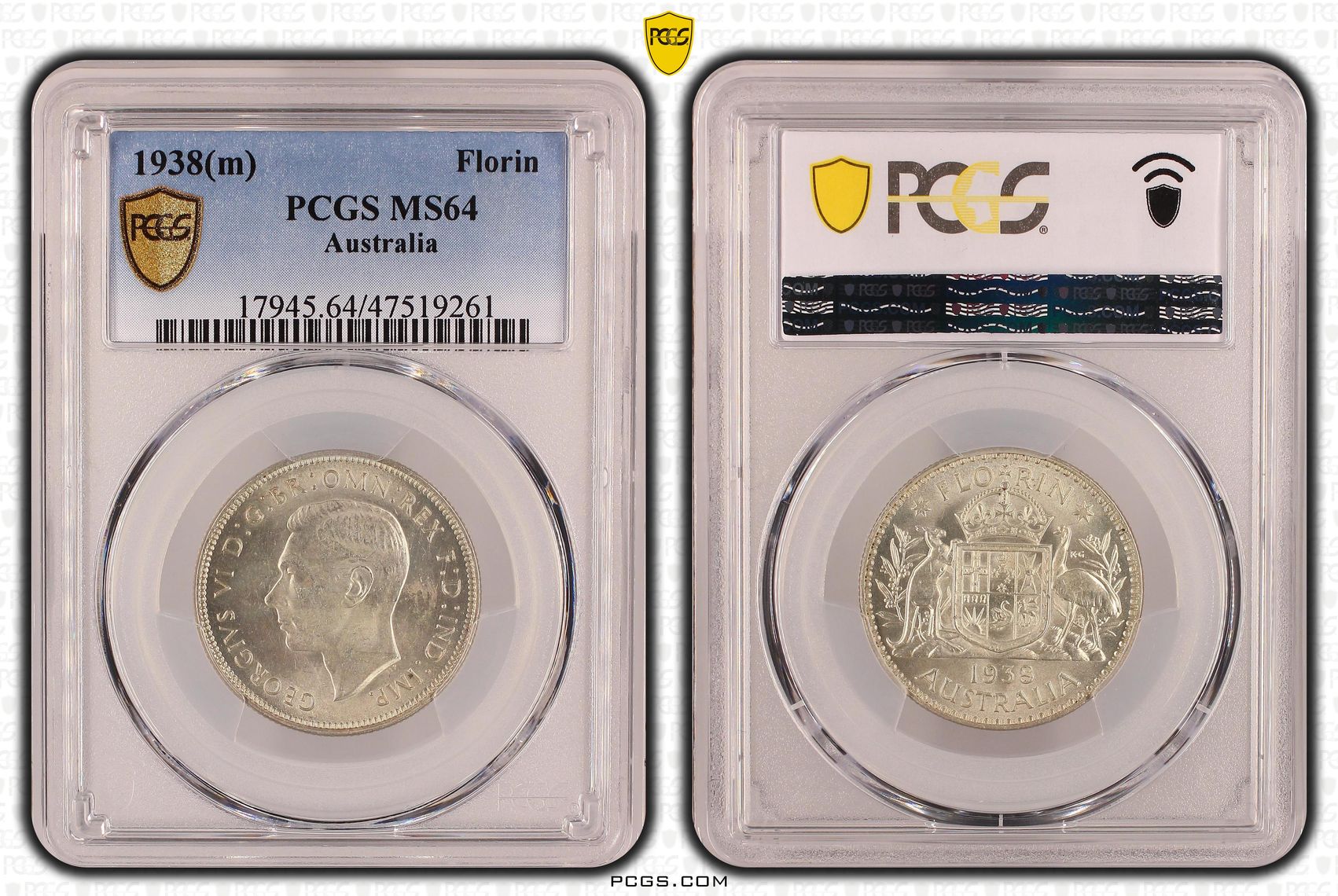 Florin, 1938(m), PCGS MS 64