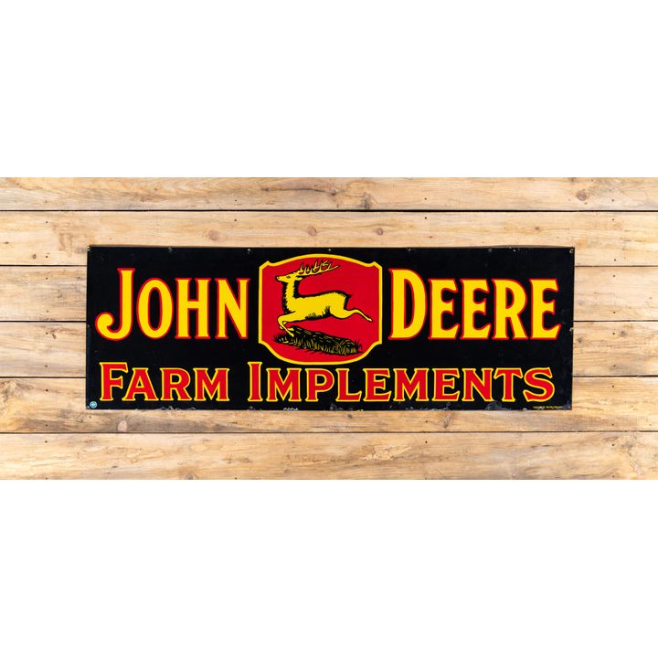 6' John Deere Farm Implements w/ 3-Legged Deere Logo Single Sided Porcelain Sign TAC 9