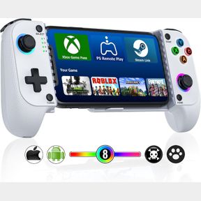 MOCAGEN PHONE CONTROLLER FOR IPHONE/ANDROID SUPPORT PHONE CASE, MOBILE CONTROLLER WITH LED LIGHT, UPGRADED JOYSTICKS, TURBO, THUMB