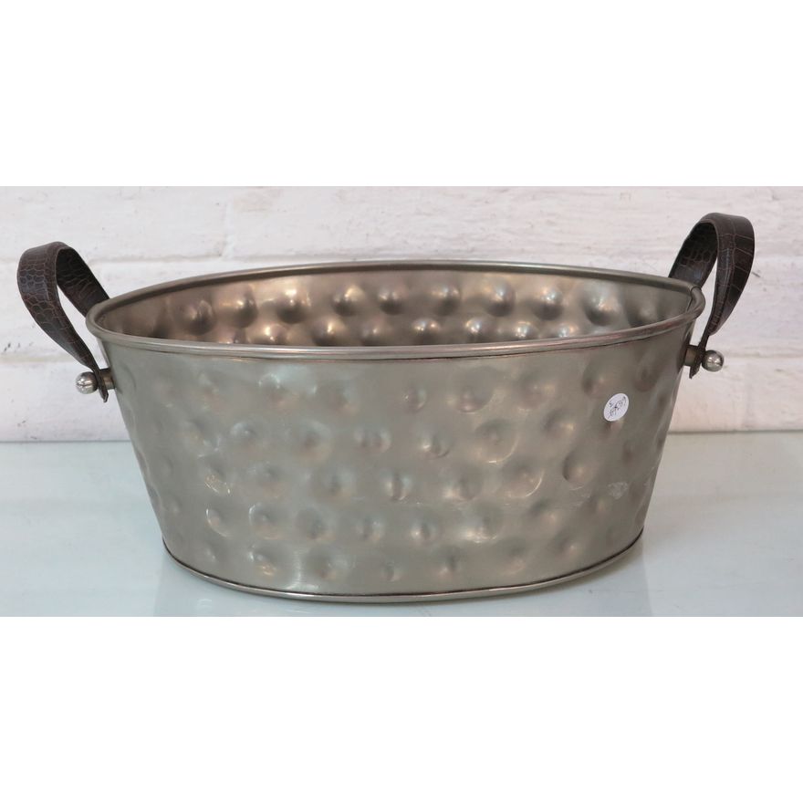 2 HANDLED NICKEL PLANTER,