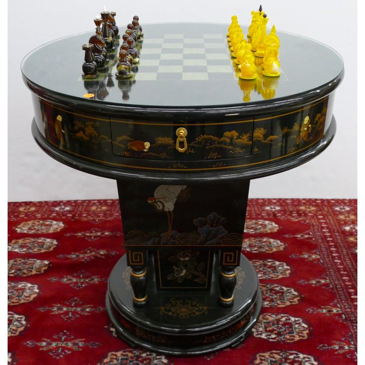 Chinese Lacqured Chess Table 29'' x 28'' x 28''