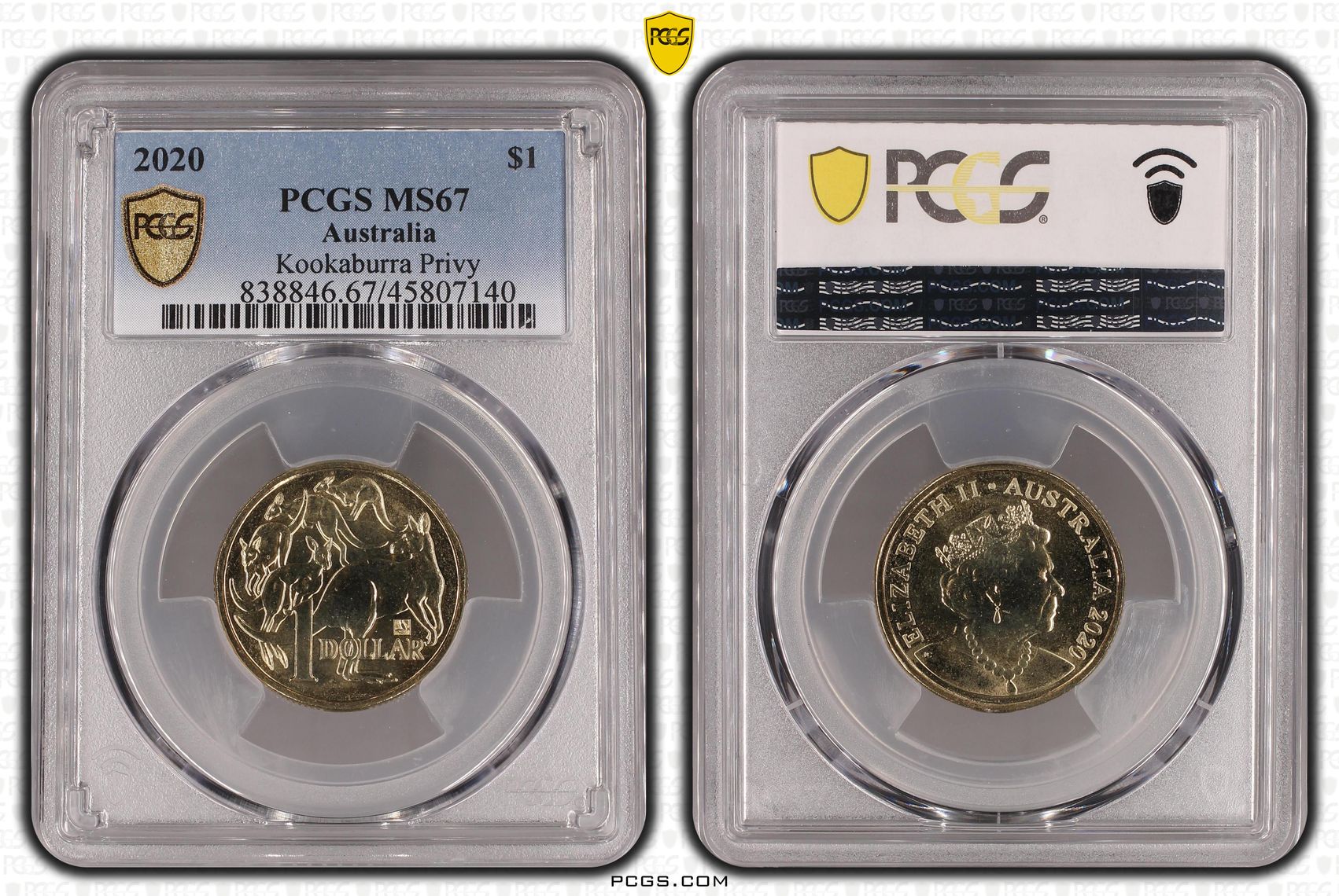 Kookaburra Privy CuAl, One Dollar, 2020, PCGS MS67