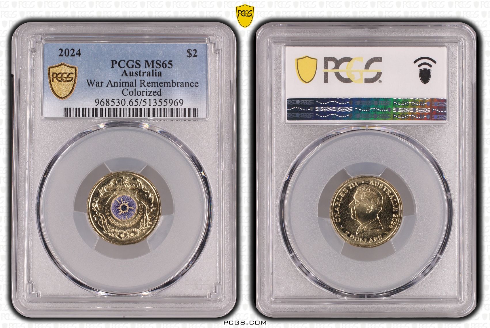 War Animal Remembrance Colorized, Two Dollar, 2024, PCGS MS65