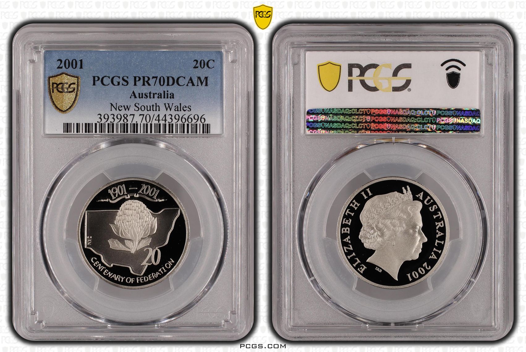 Elizabeth II, NSW, Twenty Cent, 2001, PCGS PR 70DCAM