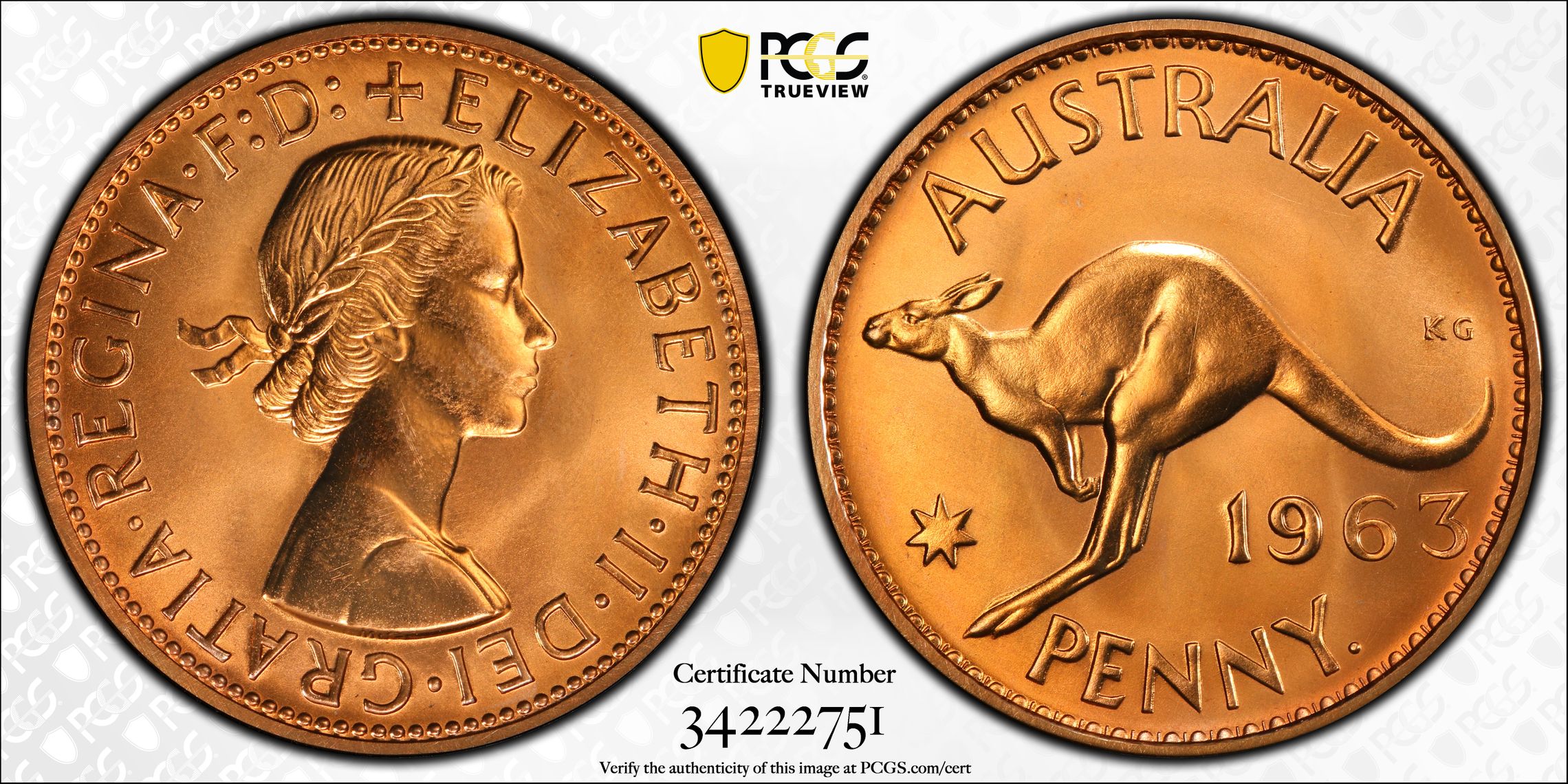 Elizabeth II, Penny, 1963 Y. (p), PCGS PR66RD