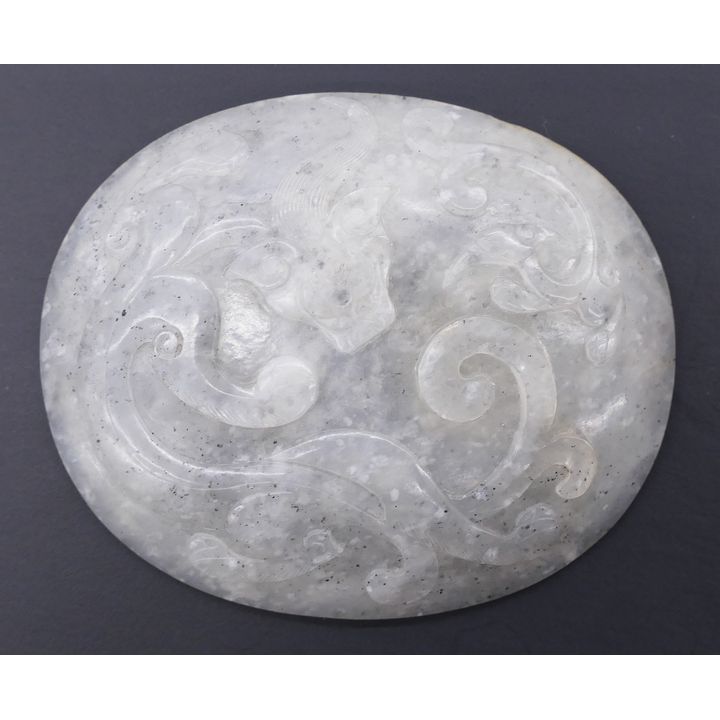 Chinese Qing Grey Jade Qilin Belt Hook