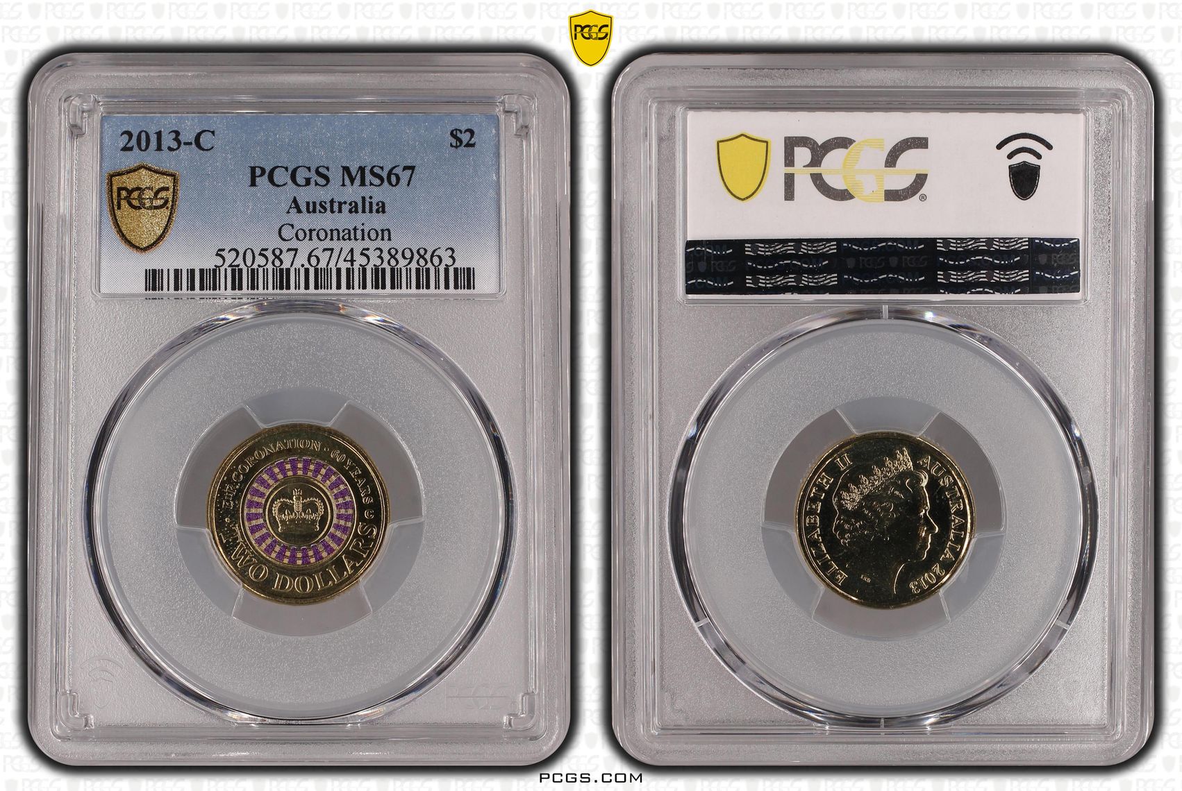2013-C Australia Two Dollar, $2 Coronation PCGS - MS67 -863