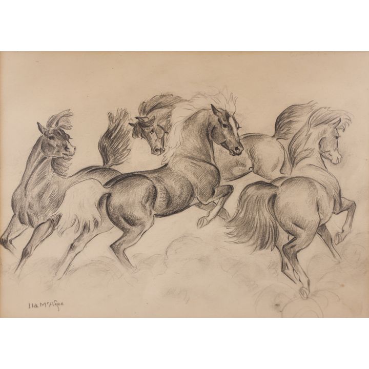 Illa McAfee ''Running Horses'' Graphite