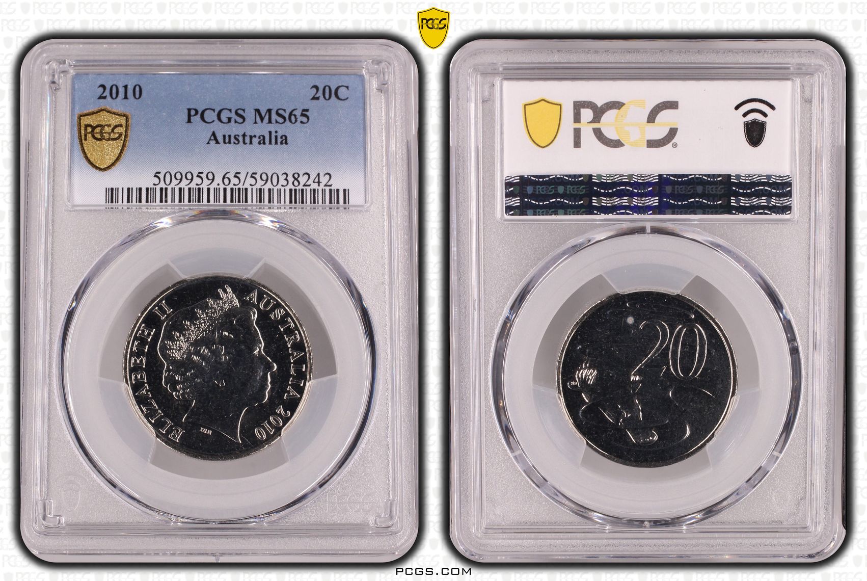Twenty Cent, 2010, PCGS MS65