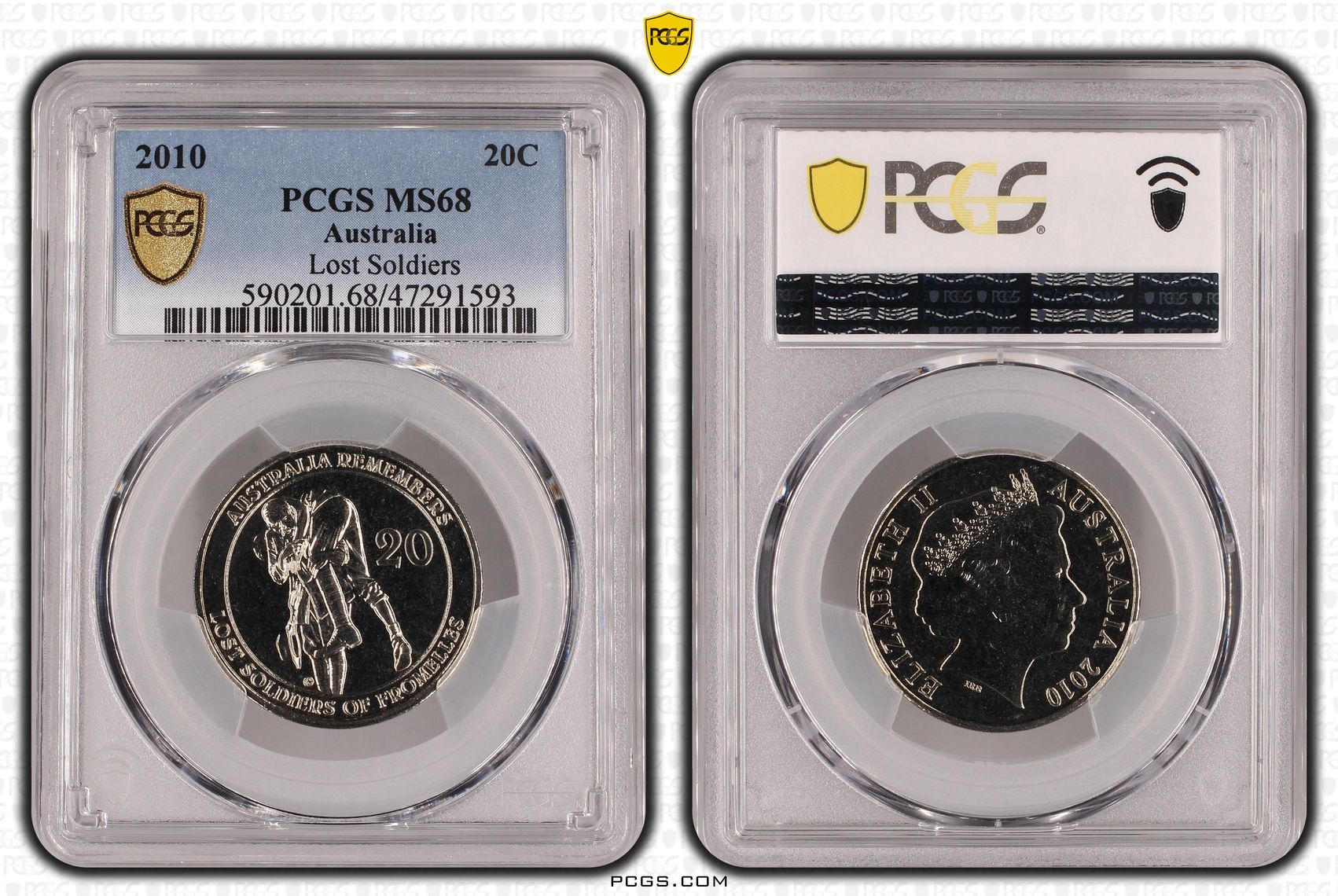 Lost Soldiers, Twenty Cent, 2010 POP Report 24/1, PCGS MS 68