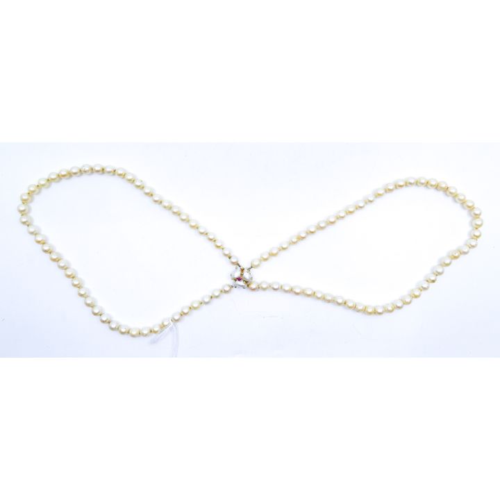 Ladies 14k Double Strand 7-8mm Cultured Pearl Necklace 15''.