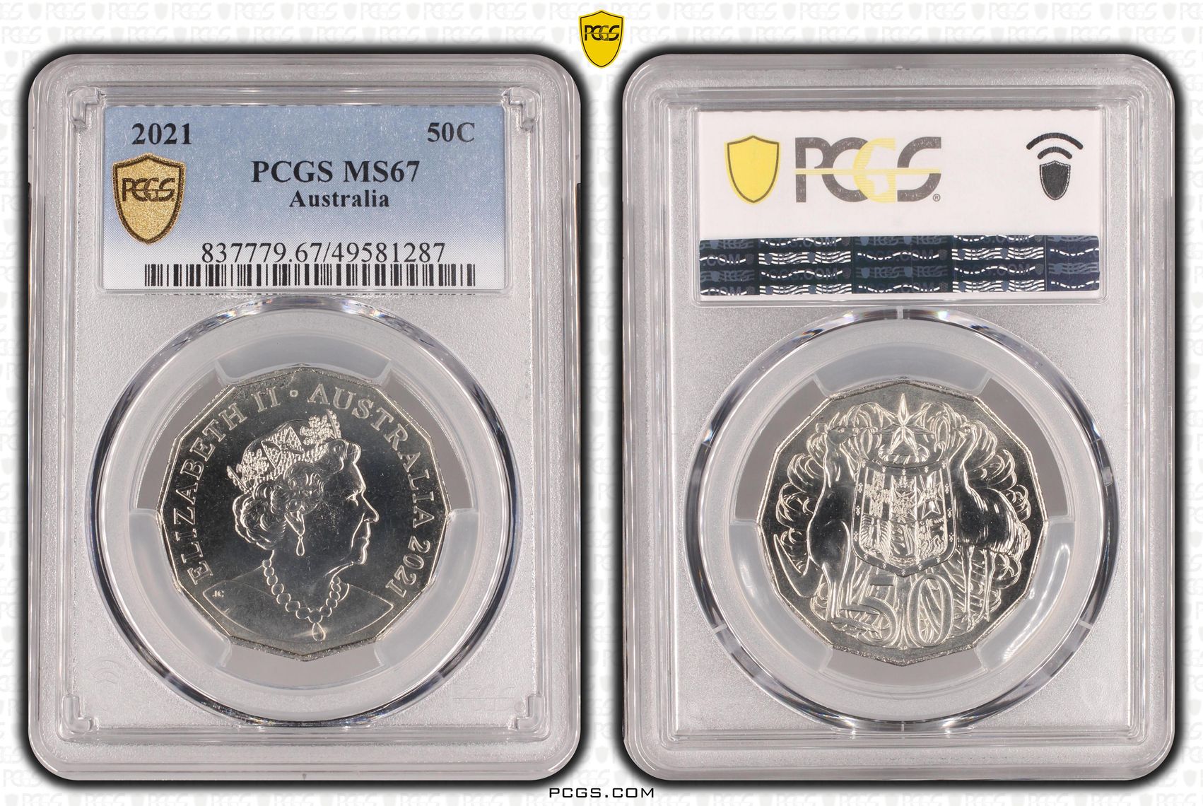 205 · Elizabeth II, Fifty Cent, 2021, PCGS MS67