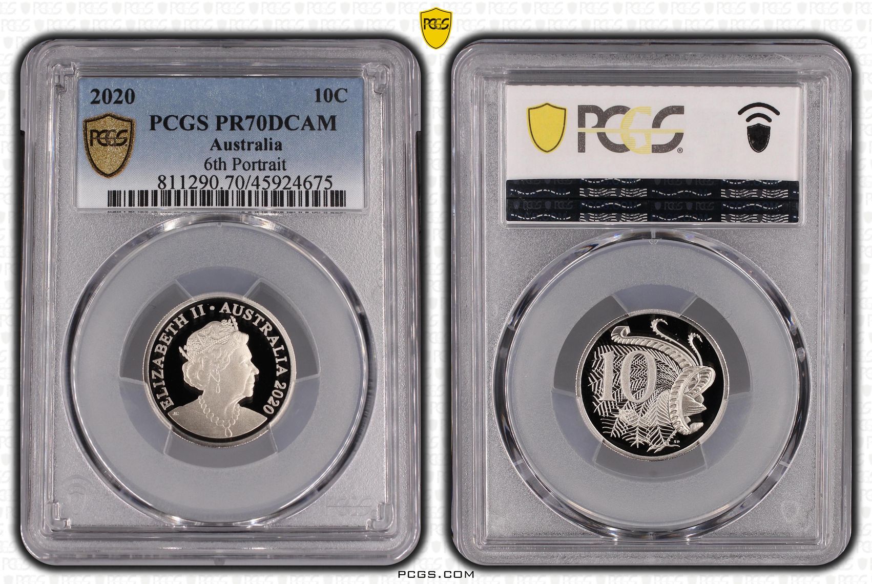 6th Portrait, Ten Cent, 2020, PCGS PR70DCAM