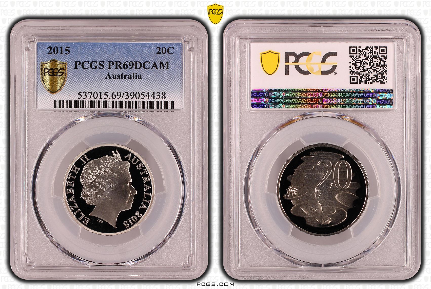Elizabeth II, Twenty Cent, 2015, PCGS PR69DCAM