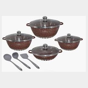 10 Pcs Die Cast Aluminum Granite Non Stick Cookware Set 3 Utensils Gold 132.0 cm |
