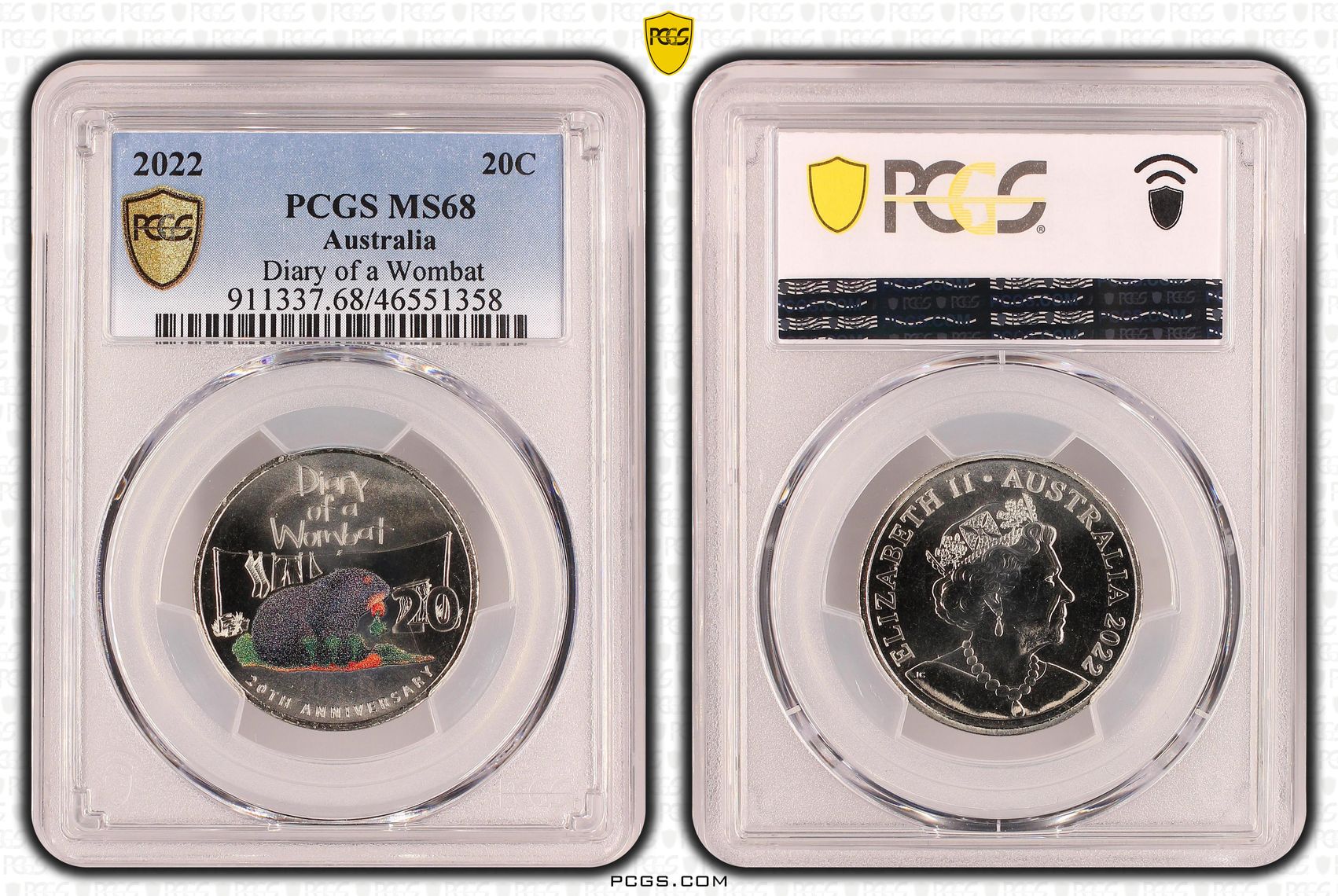 Diary of a Wombat , Twenty Cent, 2022, PCGS MS68