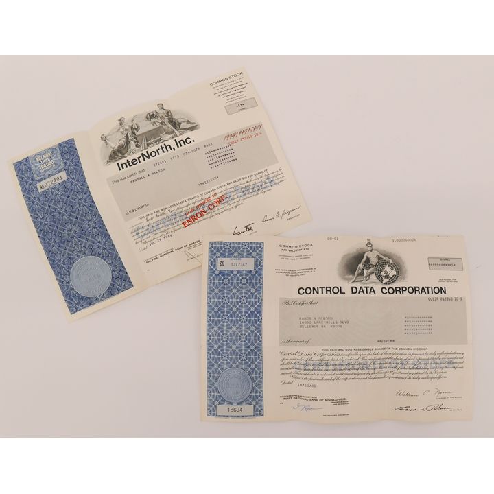 5pc InterNorth (Enron) Stock Certificates, Etc