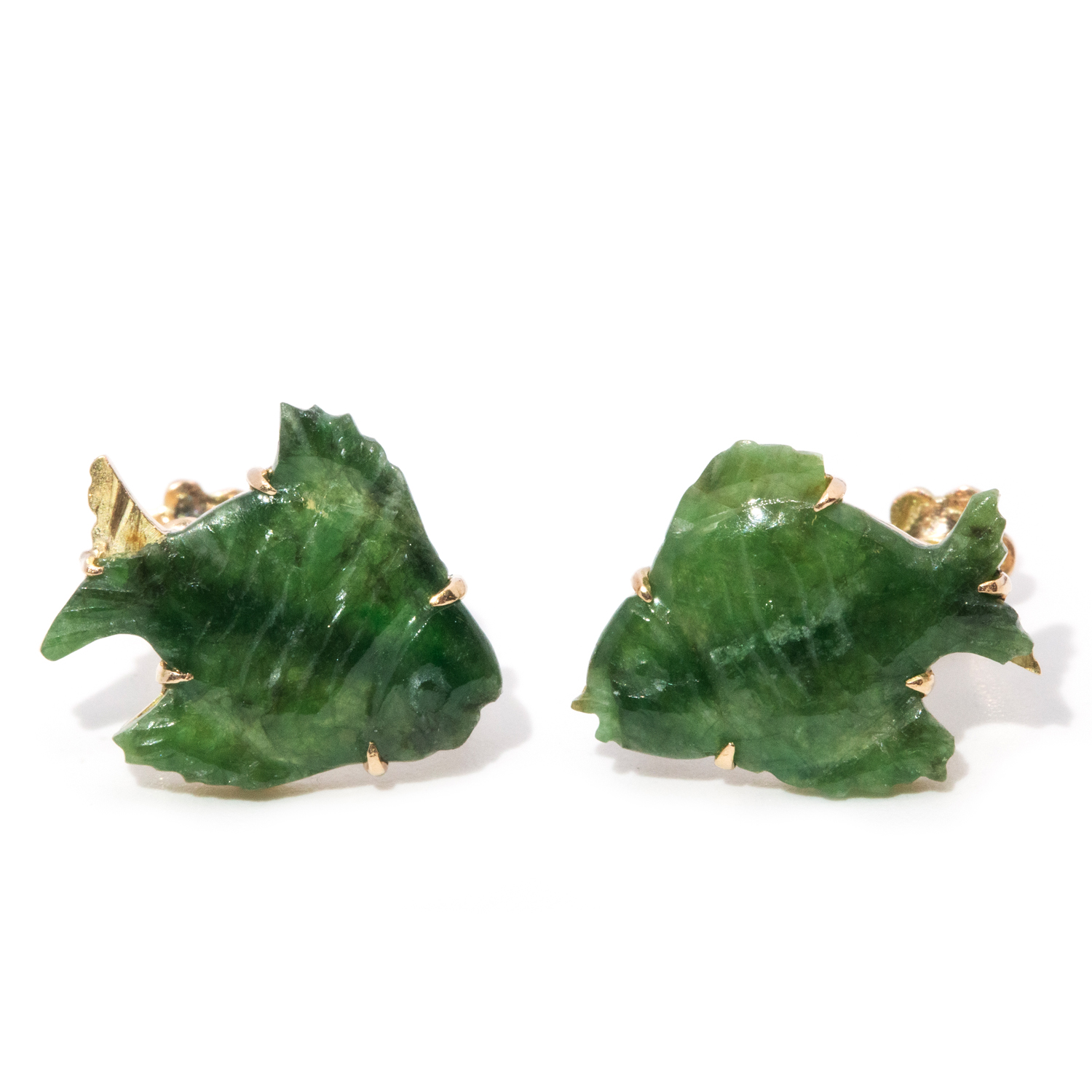 Nephrite Fish Earrings