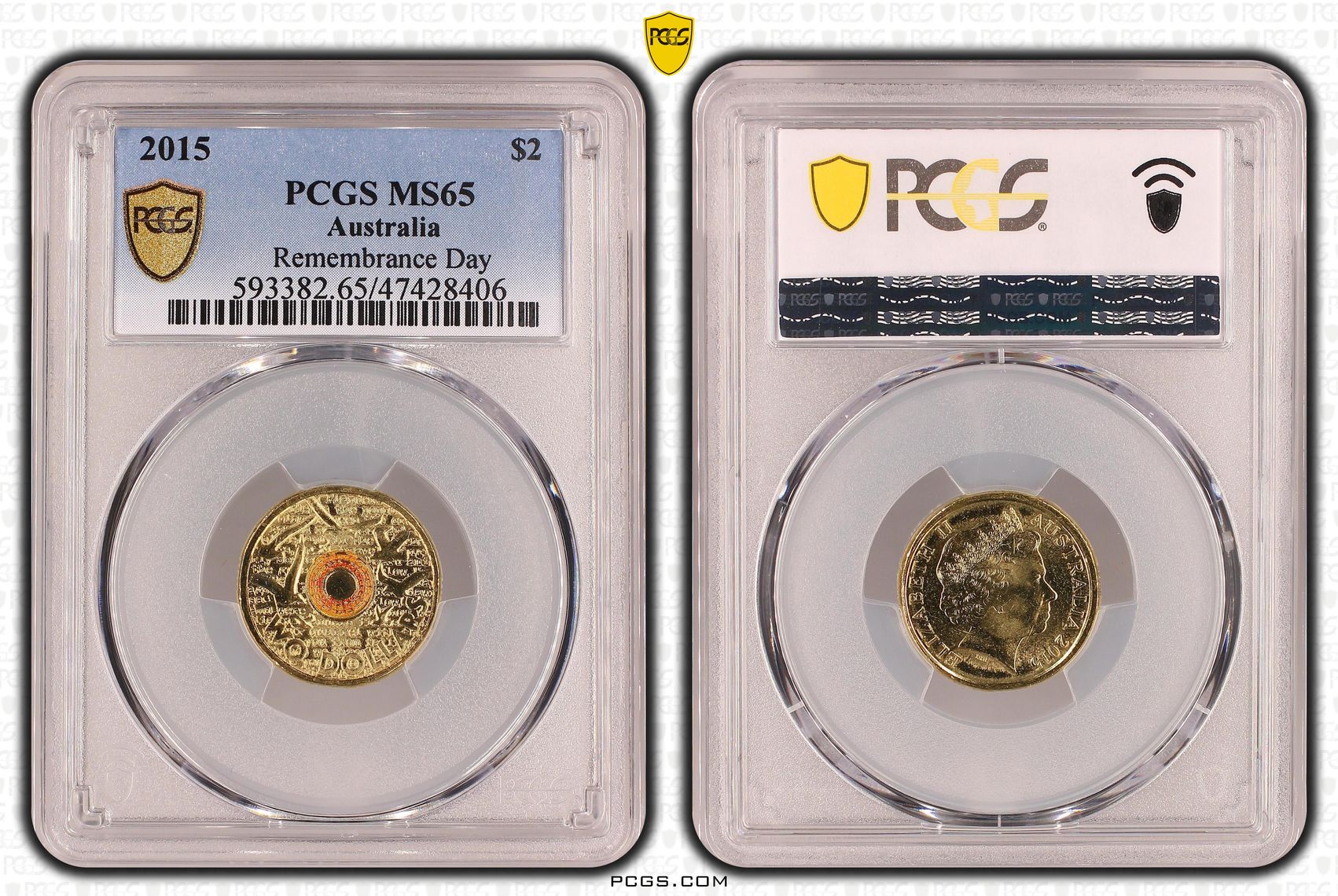 Elizabeth II, Remembrance Day-In Flanders Fields, Two Dollar, 2015, PCGS MS65