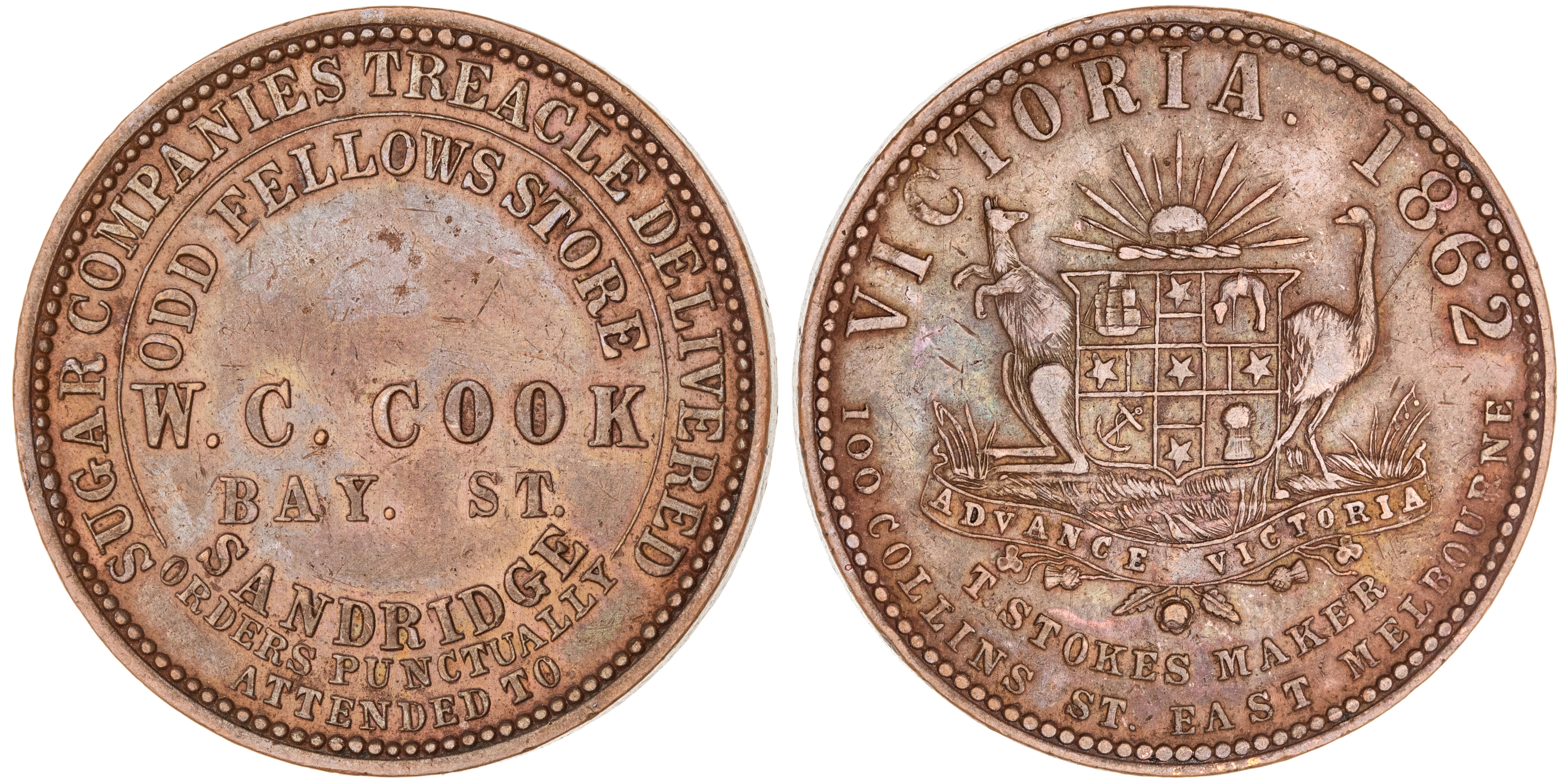 Sandridge, Victoria, W. C. Cook, Penny, 1862, gVF