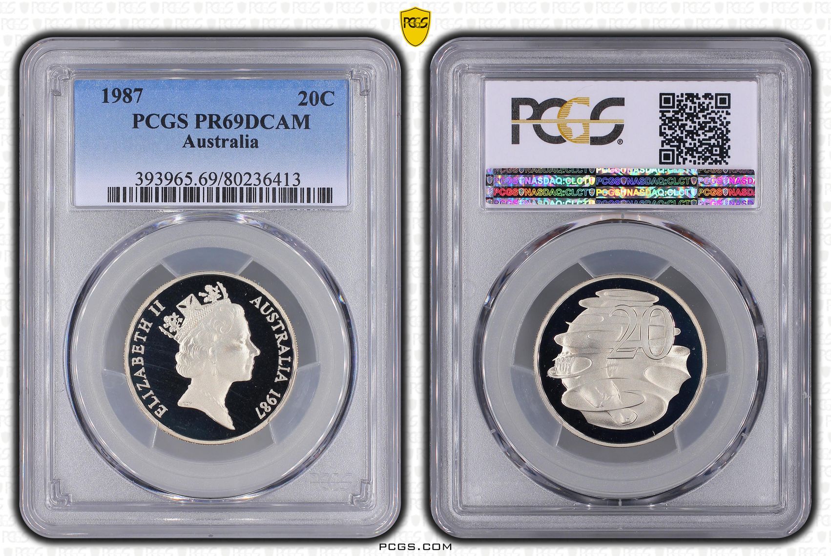 Elizabeth II, Twenty Cent, 1987, PCGS PR69DCAM