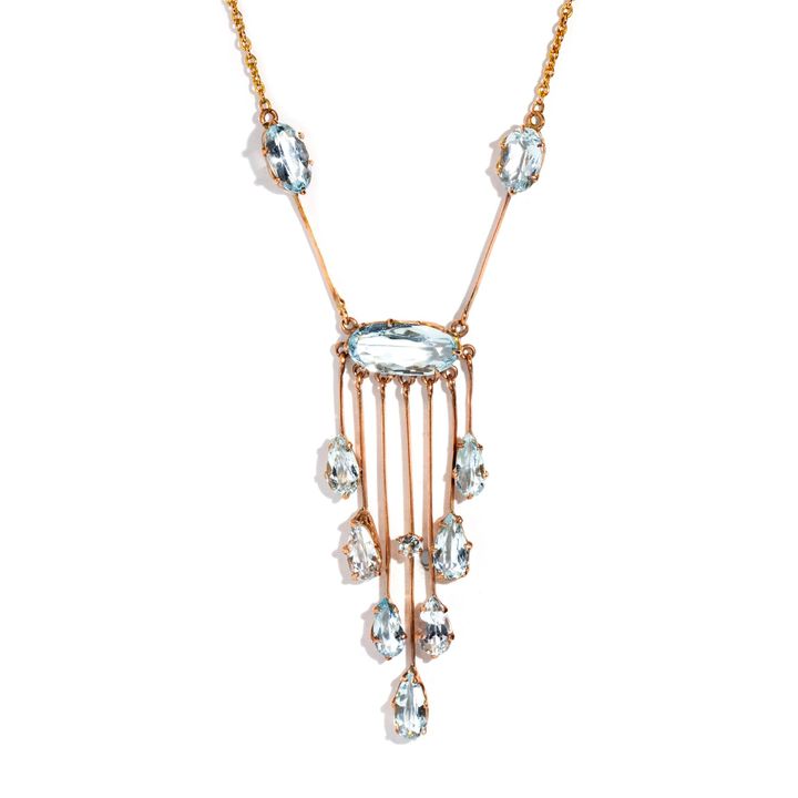 Antique Aquamarine 9ct Gold necklace,