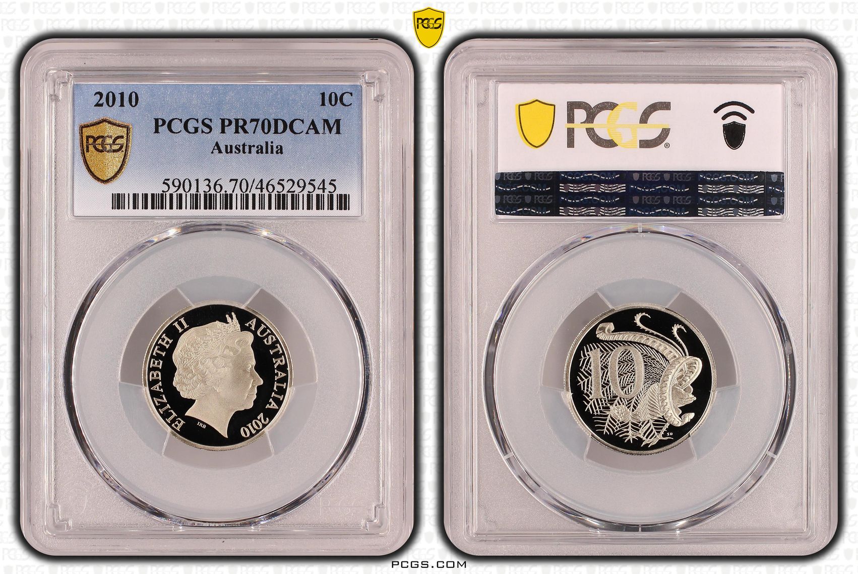 Elizabeth II, Ten Cent, 2010, PCGS PR70DCAM