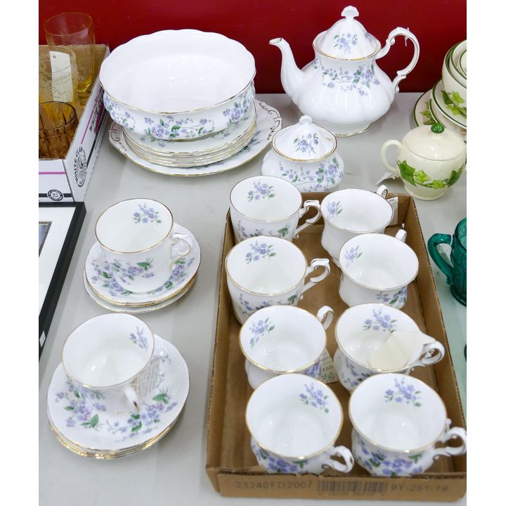 19pc ''Forget Me Not'' Porcelain Cup Saucer etc.
